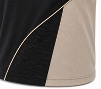 T-shirt à manches courtes pour homme, col rond, tricoté avec blocs de couleur sur le devant, séchage rapide, respirant, 100 % coton, coupe classique, haut décontracté, noir