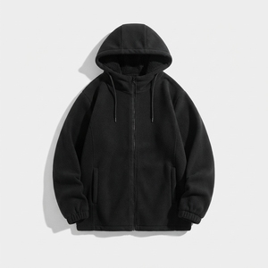 Custom Logo <b>Men</b> Fleece Lined <b>Zip</b> Up <b>Hoodie</b> Sherpa Lined Hooded Sweatshirt Casual Streetwear - Product Image 2