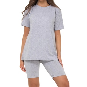 Women's Casual Wear Comfortable T-Shirts and Shorts 2 Pieces Sets 100%Cotton OEM ODM Service Ladies Twin Sets For Sale - Product Image 1