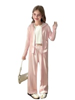 Conjunto Casual de Dos Piezas para Niña, Camiseta con Estampado 3D de Estrella de Cinco Puntas, Pantalones Anchos de Pierna, Ajuste Delgado, Manga Larga, 100% Algodón