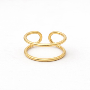 Solid Silver Double Band <b>Ring</b> Adjustable <b>Open</b> Cuff Minimalist Geometric Stacking <b>Ring</b> Handmade Modern Silver Jewelry for Women - Product Image 4