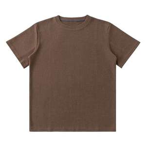 T-<b>shirt</b> Unisex <b>Waffle</b> Knitted Short Sleeve T-<b>shirt</b> Summer Heavyweight Men's Drop Shoulder Loose Solid Color - Product Image 3