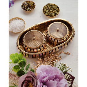 Superbe plateau de service en métal pour dattes, noix et fruits secs, organisateur de table pour la maison et le Ramadan, bols porte-dattes - Product Image 6