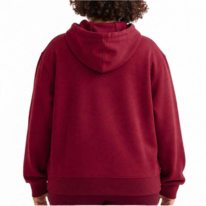 Custom Plus Size <b>Burgundy</b> Heavyweight Fleece Crew Neck Lined Breathable <b>Hoodie</b> Oversized Plain Cotton Sweatshirt Winter Pullover - Product Image 2