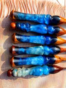 Handmade Blue Resin Wood Crochet <b>Hook</b> | Ergonomic Design | Eco-Friendly Durable | Ocean Style Crochet Knitting Tool Customizable - Product Image 6