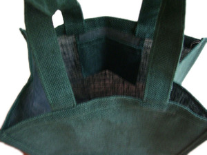 JUTE Geometric Pattern Shopping <b>Bag</b> <b>Medium</b> <b>Size</b> with Inner Hanging Pocket Green Color Top Handle Design for Groceries - Product Image 5