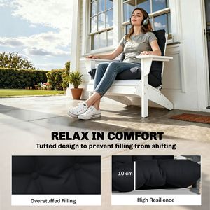 Set di 2 Cuscini per Sedia Adirondack, Cuscini da Esterno Trapuntati per Schienale Alto, Colore Nero - Product Image 4