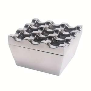 Cenicero de Acero Inoxidable Plateado, Cenicero Portátil de Lujo Antideslizante para Oficina y Hogar, Cenicero para Cigarros sin Humo, Cenicero Antioxidante - Product Image 2