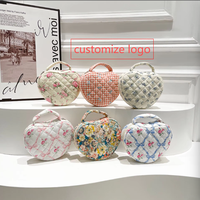 Tas Pernikahan Baru Berbentuk Hati Netral Gender, Kapasitas Besar, Motif Bunga Kecil, Kain Katun Berlapis Portabel, Desain Lucu