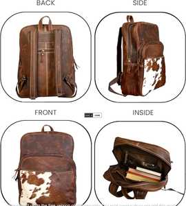 Premium Leather Hair On Backpack Cowhide School Bag Vintage Travel Rucksack Durable Handmade Stylish LHBP-0001 - Product Image 6