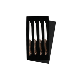 Juego de 4 Cuchillos para Carne de Acero Inoxidable con Hojas Afiladas y Mangos Negros, Caja de Regalo para Carne de Res, Cena y Comedor - Product Image 6