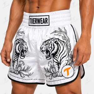 Shorts de combat Muay Thai Elite 205 GSM en satin léger et flexible pour l'entraînement de boxe et de kickboxing, avec fentes latérales, personnalisables OEM - Product Image 6