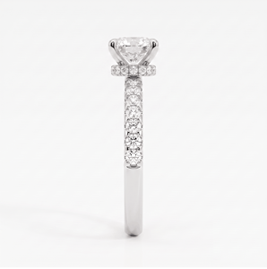 Elegante Anillo de Compromiso con Diamante Cultivado en Laboratorio, Corte Brillante Redondo, Chapado en Oro de 18K/14K, Halo Oculto, Joyería Fina para Mujer - Product Image 2