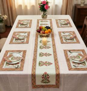 Premium Quality Cotton Floral Modern Printed Table Mat Set Matching <b>Runner</b> Durable Eco-Friendly for Dining Decor Wholesale Price - Product Image 5
