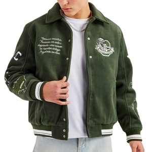 Vestes personnalisées de style universitaire en laine, cuir et coton, coupe-vent, col montant - Product Image 1