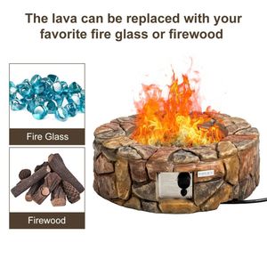 Tavolo con Focolare a Gas in Pietra Rettangolare da 40.000 BTU per Esterni, Stufa a Gas Naturale Senza Fumo in Acciaio e Cemento - Product Image 6