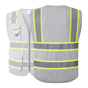 Hot Selling High Quality Reflective Safety <b>Vest</b> Multi Pocket <b>Utility</b> Construction <b>Vest</b> Custom Logo Engineer Workwear Apparel - Product Image 3