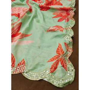 RV Creation Designer Pista Saree de mujer con bordado de secuencia Trabajo en el borde sin coser - Product Image 1