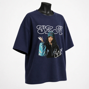 SZA Women's Navy Regular Fit Crop <b>Top</b> <b>Raglan</b> Sleeve Short Sleeve Cotton Jersey Printed Logo Streetwear Style Breathable Quick - Product Image 5