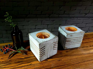 Vintage Antique Rustic <b>Small</b> Handmade Holiday Home Decoration Floor Standing Wooden <b>Candle</b> Stick Holders for Dining Table - Product Image 3