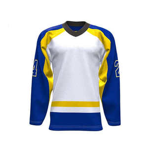 Maillot de hockey sur glace personnalisé, uniforme d'équipe de haute qualité, vente en gros, col en V, 100% polyester, tissu respirant, vêtements d'équipe - Product Image 1