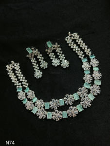 Ensemble de bijoux de mariée en diamant américain classique Collier et boucles d'oreilles en deux pièces pour mariage Style classique à la mode - Product Image 2