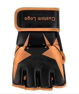 Gants de boxe Super MMA en cuir PU noir avec longue sangle pour entraînement en salle, grappling MMA, hommes, femmes, kickboxing, sparring - Product Image 4