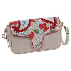 Sac à bandoulière classique à motif vague abstraite multi-perles |   Pochette élégante vert citron avec broderie et sangle, idéale pour les fêtes |   Artisanat indien personnalisé - Product Image 2