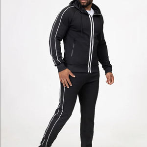 Ensemble de survêtement pour homme à capuche et fermeture éclair intégrale, en coton doux, deux pièces, hiver, décontracté, streetwear, respirant - Product Image 3