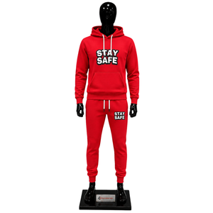 Men Red Tracksuit Custom Printed Pullover <b>Hoodie</b> Jogger Pants Set Casual Streetwear Fleece Sportswear <b>Gym</b> Training Outfit Wholes - Product Image 1