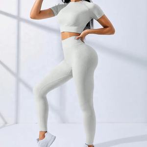 ชุดออกกำลังกาย2ชิ้นสำหรับผู้หญิงเลกกิ้งใส่เล่นโยคะชุดออกกำลังกาย - Product Image 5