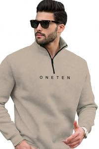 เสื้อสเวตเชิ้ตผู้ชายแบบซิป ¼ ตัว ยี่ห้อ Oneten สีพื้น ผ้าฟลีซ สวมใส่สบาย ทรงปกติ คอตั้ง เหมาะสำหรับใส่ในฤดูใบไม้ร่วง - Product Image 2