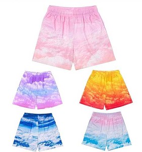 Shorts de sport pour hommes Modern Movements, bleu marine, motif étoiles, taille mi-haute, fermeture à cordon, décontracté, respirant, design rayé - Product Image 2
