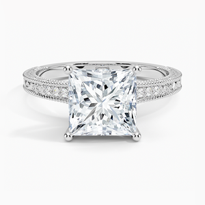 Anillo BOJ 0129 con Corte Princesa, Plata 925, Anillo Solitario de Lujo con Engaste de Puntas Hudson, Diamante de 2ct, Color D, VVS1, Moissanita, Certificado GRA - Product Image 1