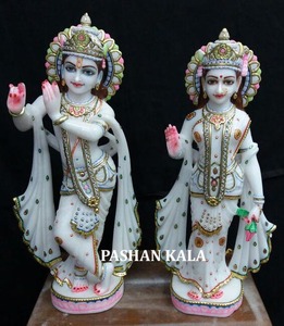 Estatua de mármol de Radha Krishna, Makrana, muy exclusiva - Product Image 4