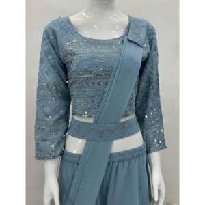Choli y Sharara de Chifón de Diseño para Fiestas con Hermosa Dupatta - Product Image 5