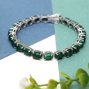 Natural Malachite Stone <b>Charm</b> Bracelet 925 Sterling Silver Gold Plated Natural Green Gemstone Luxury Fine Jewelry for Women - Product Image 3