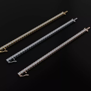 Bracelet tennis de luxe en or massif 14 carats serti à la main avec diamants de laboratoire taille brillant rond, certifié IGI - Product Image 4