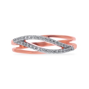 Delicate and <b>Dainty</b> Rose Gold Tone Stackable Band <b>Ring</b> for Women Adorned with Micro Pave Set Clear Cubic Zirconia Diamonds - Product Image 3