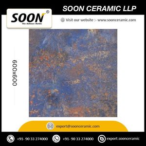 Carreaux muraux en porcelaine effet marbre azur céleste, finition brillante, 600x600mm, texture imitation pierre, usage intérieur, antibactérien - Product Image 4