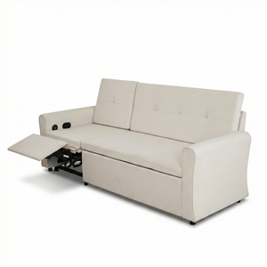 Sofá Cama 2 en 1 con Cama Extraíble y Reclinable Reversible, Sofá Cama Convertible con Respaldo Ajustable, 3 Almohadas y USB - Product Image 4
