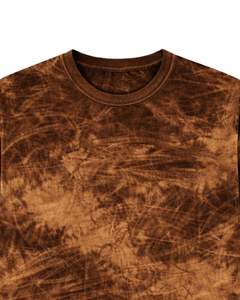 Dark Brown Ice Dye T Shirt Men Round Neck Short Sleeve Cotton Casual Streetwear Vintage Wash Custom OEM Wholesale Tee Supplier - Product Image 3