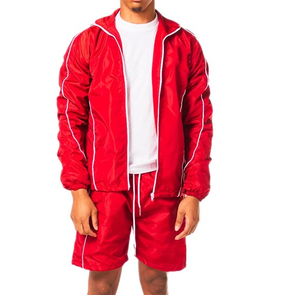 Conjunto Deportivo Corto para Hombre, Chaqueta Cortavientos con Cierre y Pantalones Cortos, de Spandex, Algodón y Fibra de Bambú, Transpirable, Térmico, Estampado, para Invierno - Product Image 3