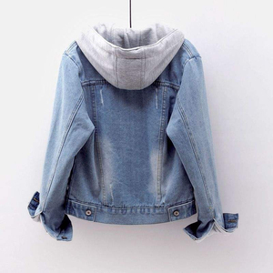 Casual Women's Eco-Friendly <b>Denim</b> <b>Jacket</b> 100% Cotton <b>Lightweight</b> Winter Outerwear Horn Button Closure Solid Pattern for Online - Product Image 4