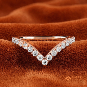 Luxury 18K Rose Gold Plated V-Shaped Chevron <b>Ring</b> - 925 Sterling Silver <b>Wishbone</b> Wedding Band - Product Image 1