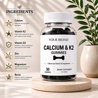 Gomitas de Calcio y Vitamina K2 de Marca Privada OEM con Sabor a Bayas Mixtas, Textura Suave y Masticable para el Apoyo a la Salud Ósea, Sin Gluten