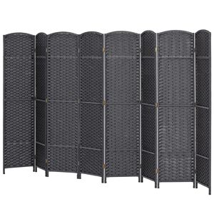 8-Panel 5.6FT Tall Traditional Folding Room Divider <b>Screen</b> Privacy <b>Screen</b> Partition for Home Office Free-<b>standing</b> Charcoal Gray - Product Image 1