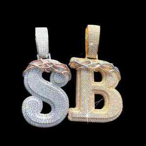 Luxira Jewels SB <b>Initial</b> Pendant 925 Silver Silver Rhodium Plated Moissanite Brilliant Cut Micro Insert Letter Charm <b>Chain</b> - Product Image 5