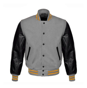 Blousons universitaires unisexes en polaire personnalisés OEM, coupe bomber, coupe-vent et imperméables, avec col montant et motif lettres - Product Image 1