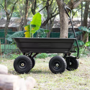 Black Plastic Garden Cart With Steel Handle Four-Wheel Movable Platform <b>Trolley</b> GARWMW000 - Product Image 6